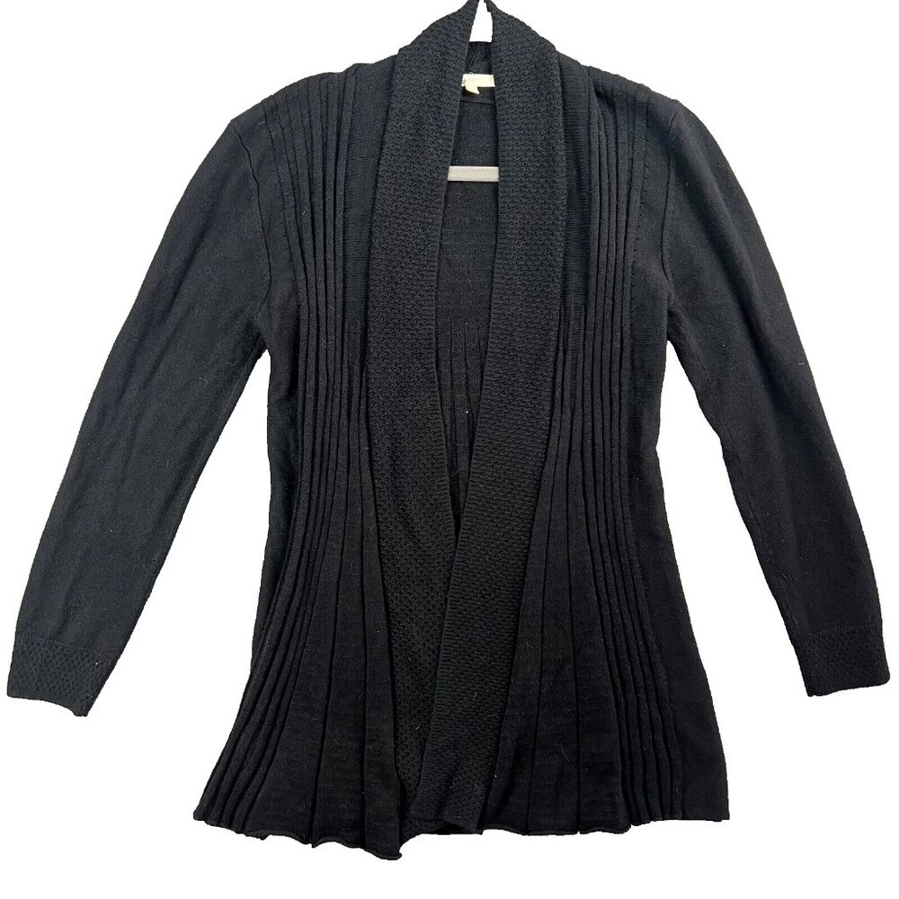 Mystree Women Black Long Sleeve Cardigan Open Front Sweater Womens Size Medium